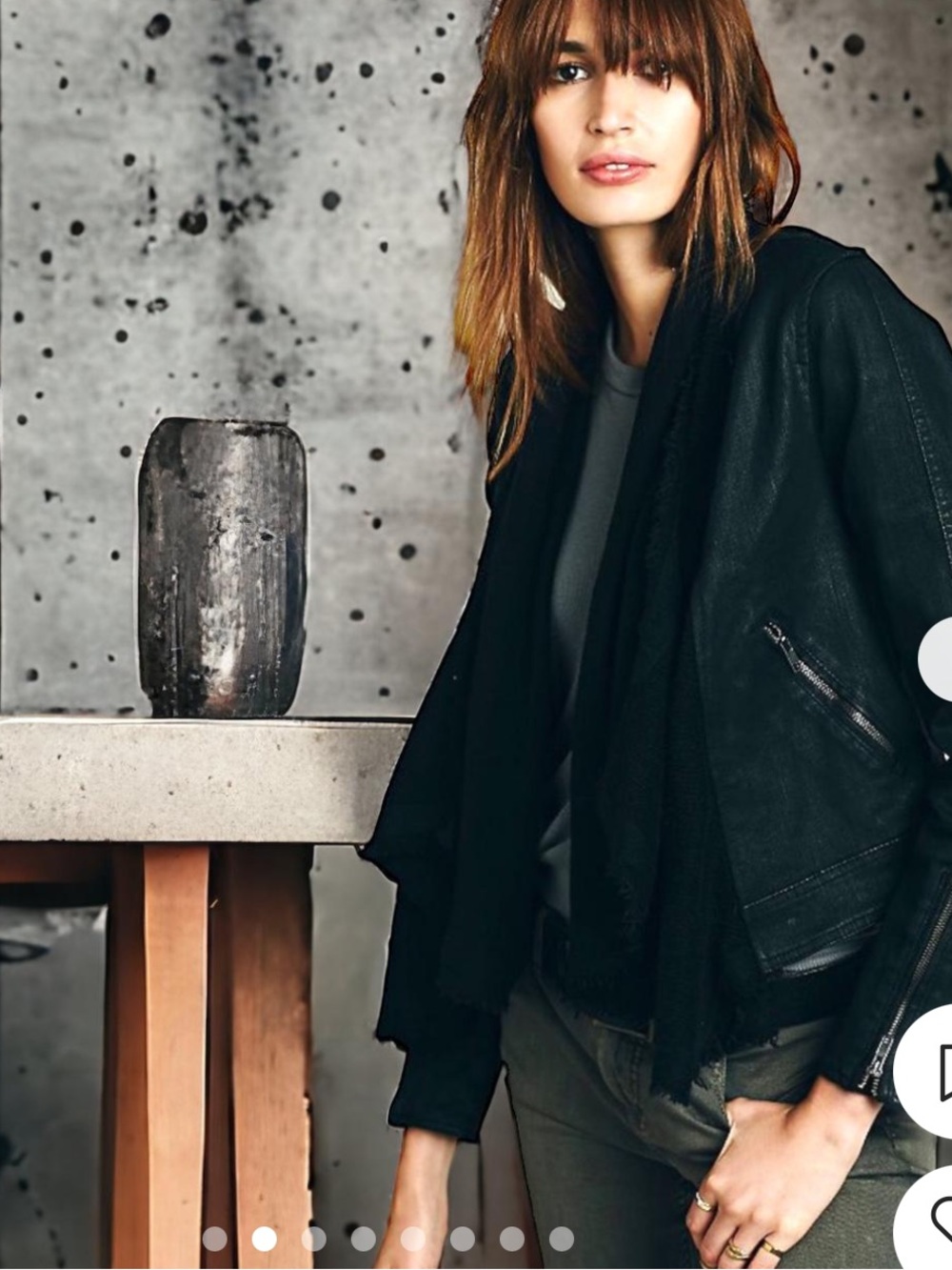 Free People Black Leather Moto Jacket with Draped Front